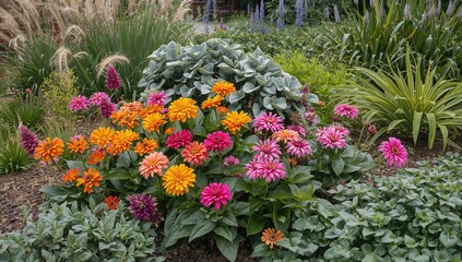 Vibrant blooms in a lush garden, ideal backdrop for creative projects