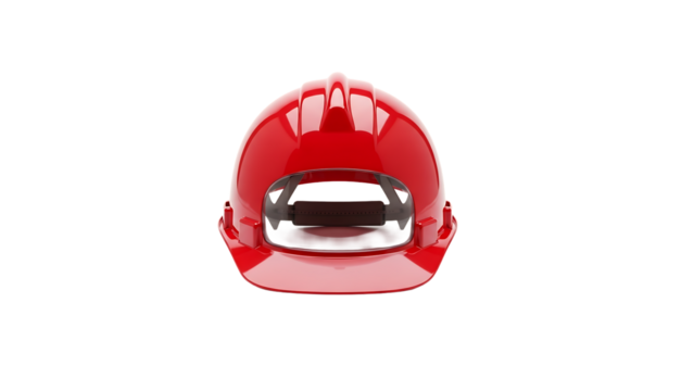 Red hard hat with internal suspension system isolated on a transparent background safety helmet