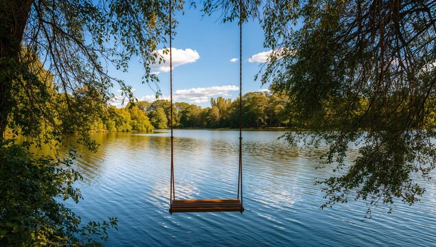 Gentle movement by the water, reflecting nature's tranquility and promoting relaxation - Powered by Adobe