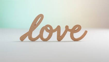 Wooden letters spelling love on a white background, decorative theme for romantic occasions