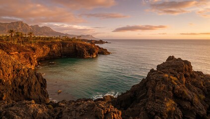 The Atlantic Ocean coastline at sunset, showcasing seasonal change
