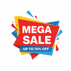 Fototapeta premium 70 percent Special offer mega sale, Check and gift box. Sale banner and poster. Vector illustration.