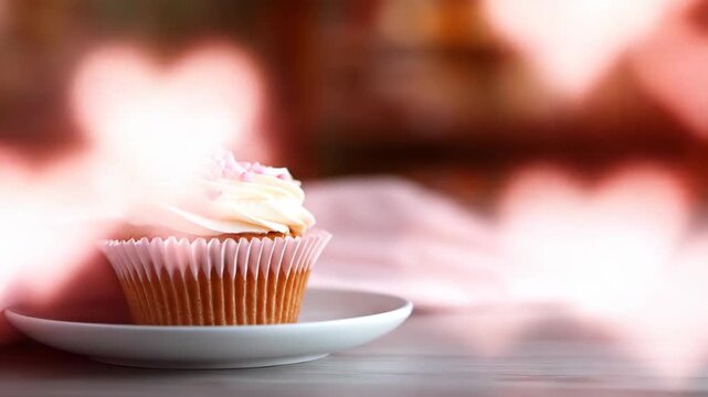 Cupcake with heart sprinkles romantic dessert food photography