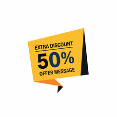 Discount tag chat speech bubble. Final sale flag ribbon. Up to 50 percent discount. Sale offer price sign. Special offer symbol