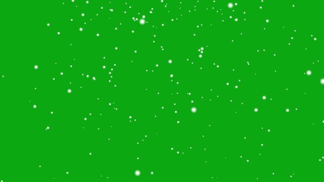 4k snowfall on green screen. snow falling chroma key animation, christmas winter snow overlay video.