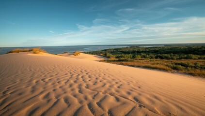 Fototapeta premium Sand dunes in a desert landscape, showcasing erosion risk