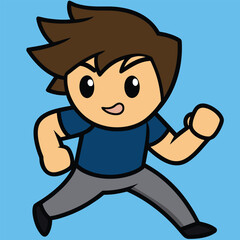 Cartoon Man Running Vector Illustration with Determination