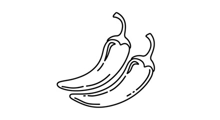 Obraz premium An outline illustration featuring two spicy chili peppers, depicting fresh vegetables used as a hot cooking ingredient for culinary dishes.
