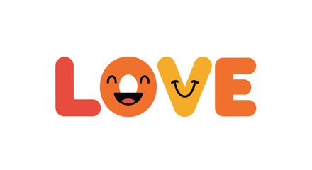 A cheerful and colorful cartoon illustration spells out the word \.
