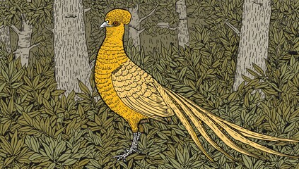 Yellow Pheasant, a vibrant bird showcasing its plumage, emphasizing the need for wildlife preservation