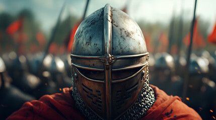 Intense knight ready for battle in medieval armor, inspiring courage and strength on the battlefield, historic adventure and epic tales of bravery