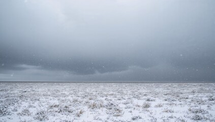 The overcast winter sky above a frosted landscape, seasonal change