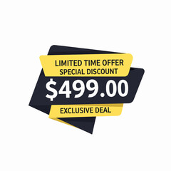 Promotional price tag $499.00  color on transparent background. Perfect for advertising, sale banners, product promotion, discount labels, retail marketing, and e-commerce design element