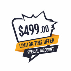 Promotional price tag $499.00  color on transparent background. Perfect for advertising, sale banners, product promotion, discount labels, retail marketing, and e-commerce design element