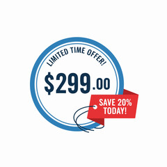 Modern Retail Sale Badge Marked $299.00 Only