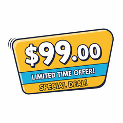 Sale Tag With Price $99.00 and white Background