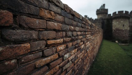 Medieval red brick wall, suitable for historical themes