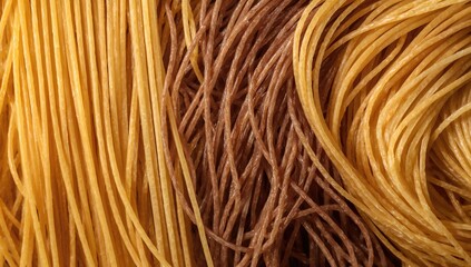 Naklejka premium Whole Wheat Spaghetti in Yellow and Brown, fiber-dense choice