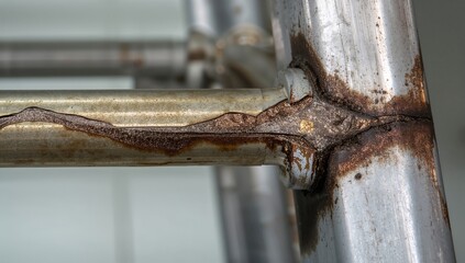 Failed welds on aluminum ladder frame, indicating lack of penetration and defects in weld quality, safety