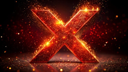 Fiery letter X with glowing particles a bold and dynamic design element perfect for branding and digital art projects