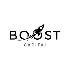 Boost Capital Logo with Rocket Launching Through O.