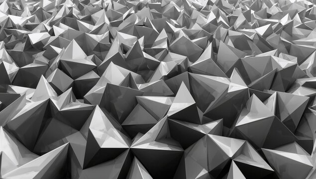 Monochrome triangular shapes in white and light gray, suitable for background design, texture for layout