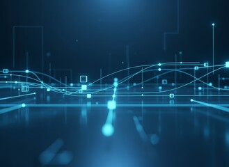 Data flow network lines connecting nodes in futuristic blue style