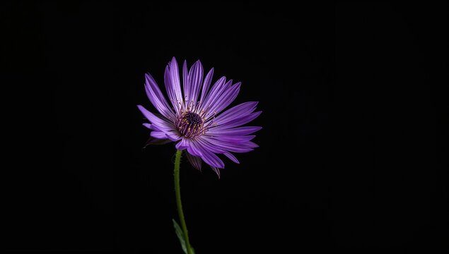 Purple flower against a dark backdrop, suitable for editorial header background