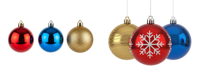 Set of christmas balls isolated on white or transparent background