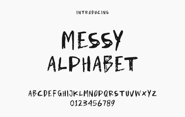 Hand drawn messy alphabet font