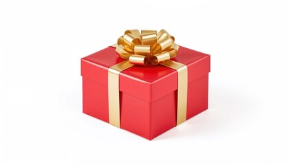 Obraz premium Red gift box with a golden bow, ideal for seasonal celebrations