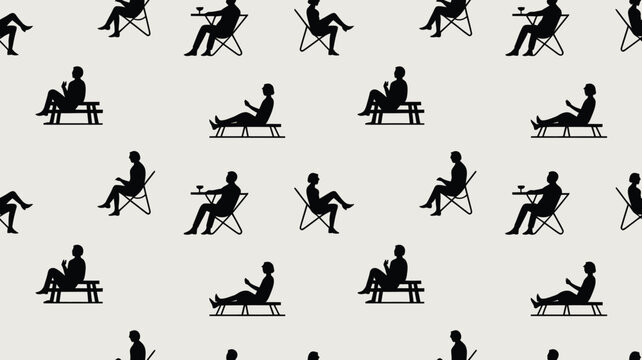 Enjoying leisure time silhouettes pattern for summer vibes and relaxation themed designs, perfect for a calm, carefree lifestyle visual
