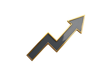 Gray zigzag arrow pointing upwards isolated on transparent background