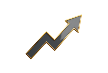 Gray zigzag arrow pointing upwards isolated on transparent background