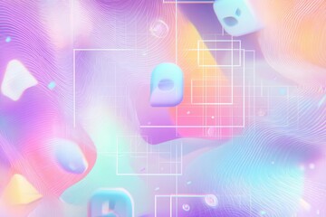 Obraz premium Abstract Pastel Shapes and Grids Modern Design Asset