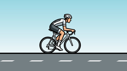 Fototapeta premium Cyclist in motion on a road bike, focused and determined, racing forward.
