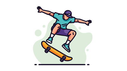 Obraz premium Dynamic Skateboarder Performing an Ollie Trick in Mid-Air.