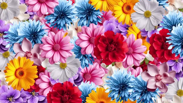 4K Colorful Flowers Animated Background Footage | Vibrant Floral Motion Backdrop in 4K | Dynamic Blooming Flowers Animation | Bright Abstract Floral Moving Background | Modern 4K Animated