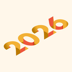 New Year 2026 poster design with isometric numbers in modern style. Happy new year greeting card banner design for 2026 resolution. 3d lettering