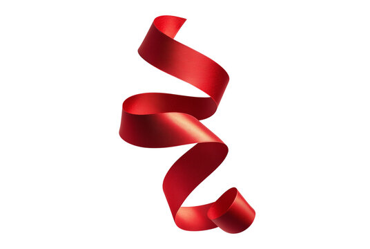 A single flowing red ribbon isolated on transparent background