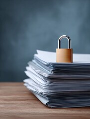 Naklejka premium Secure document management system uses cybersecurity for paper protection.