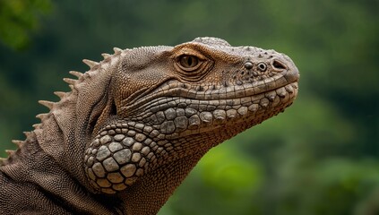 Obraz premium Komodo Dragon resting on the island, wildlife observation, seasonal change