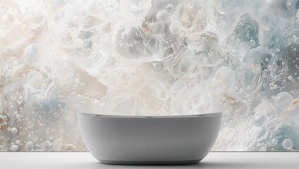 Bathtub with soap bubbles viewed from above, focusing on relaxation and self-care