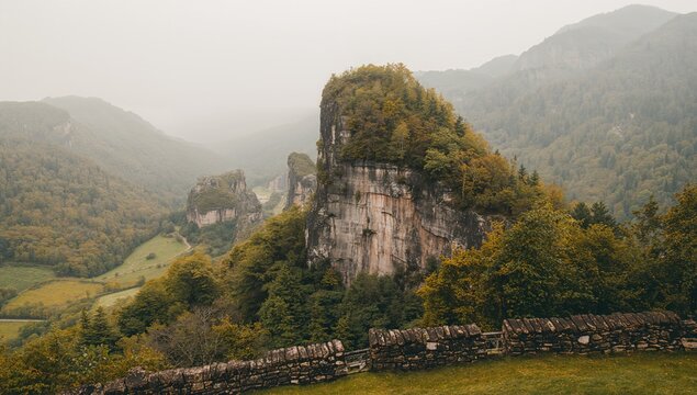 Monk limestone rock massif Mnich in Kobylanska Valley, erosion risk