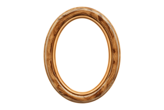 Ornate oval antique picture frame isolated on transparent background