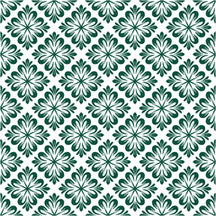 Fototapeta premium Elegant dark green floral pattern on a white background seamless geometric