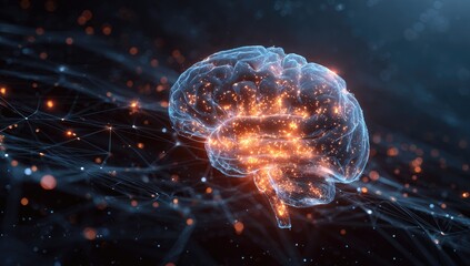 Abstract brain, digital network