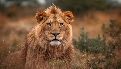 Young lion transitioning to adulthood, showcasing themes of independence and maturity