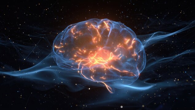 Abstract representation of a brain in space