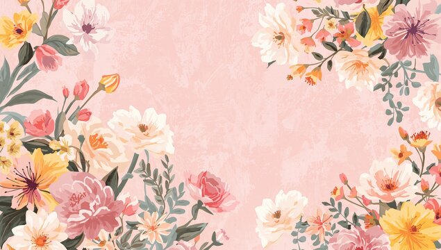 Lovely spring blossoms flourish against a pink backdrop - Powered by Adobe